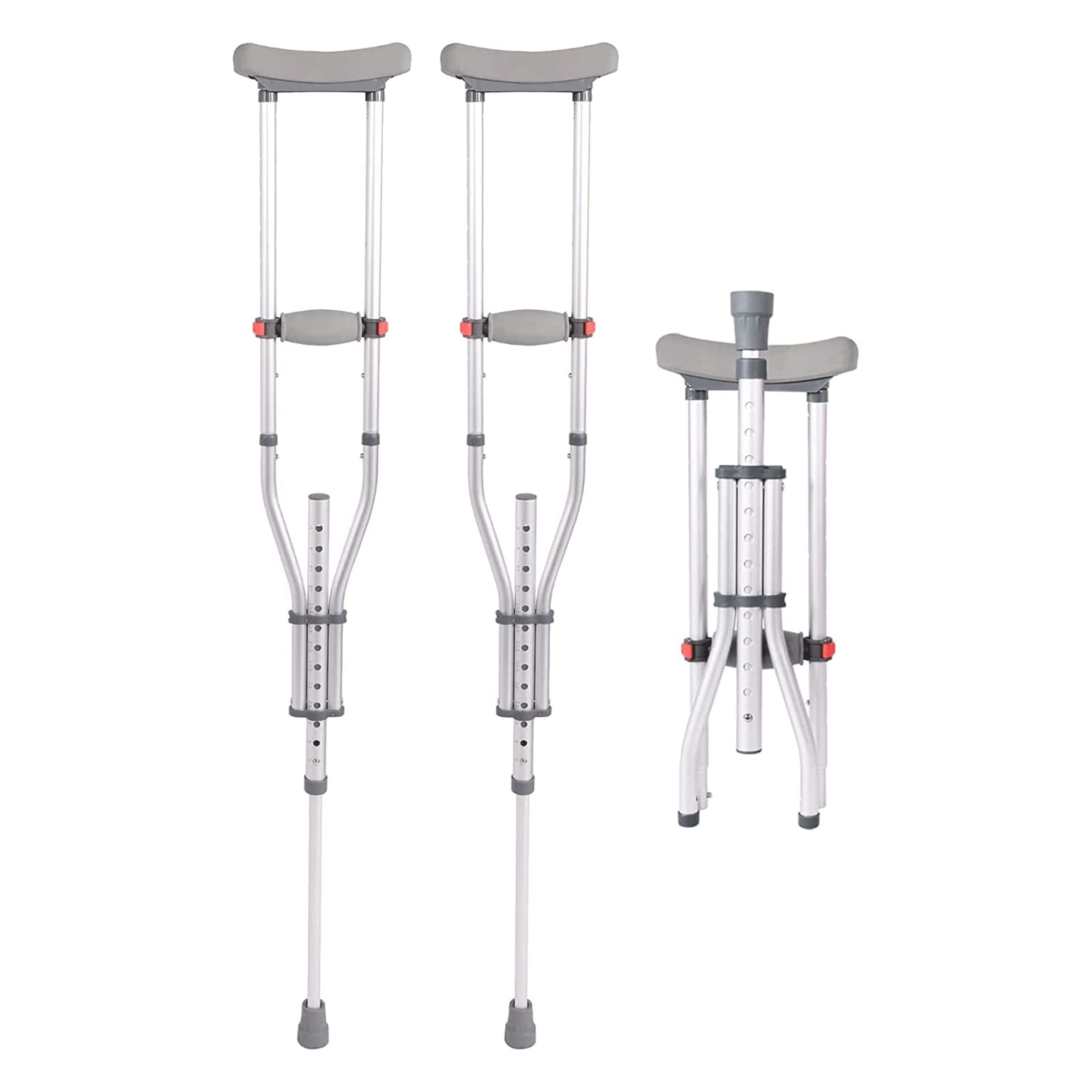 PAASHE Muletas Bastones Plegables de Aluminio para Caminar, bastón Ajustable para rehabilitación, Bastones médicos para Axilas, muleta para Adultos/Adolescentes