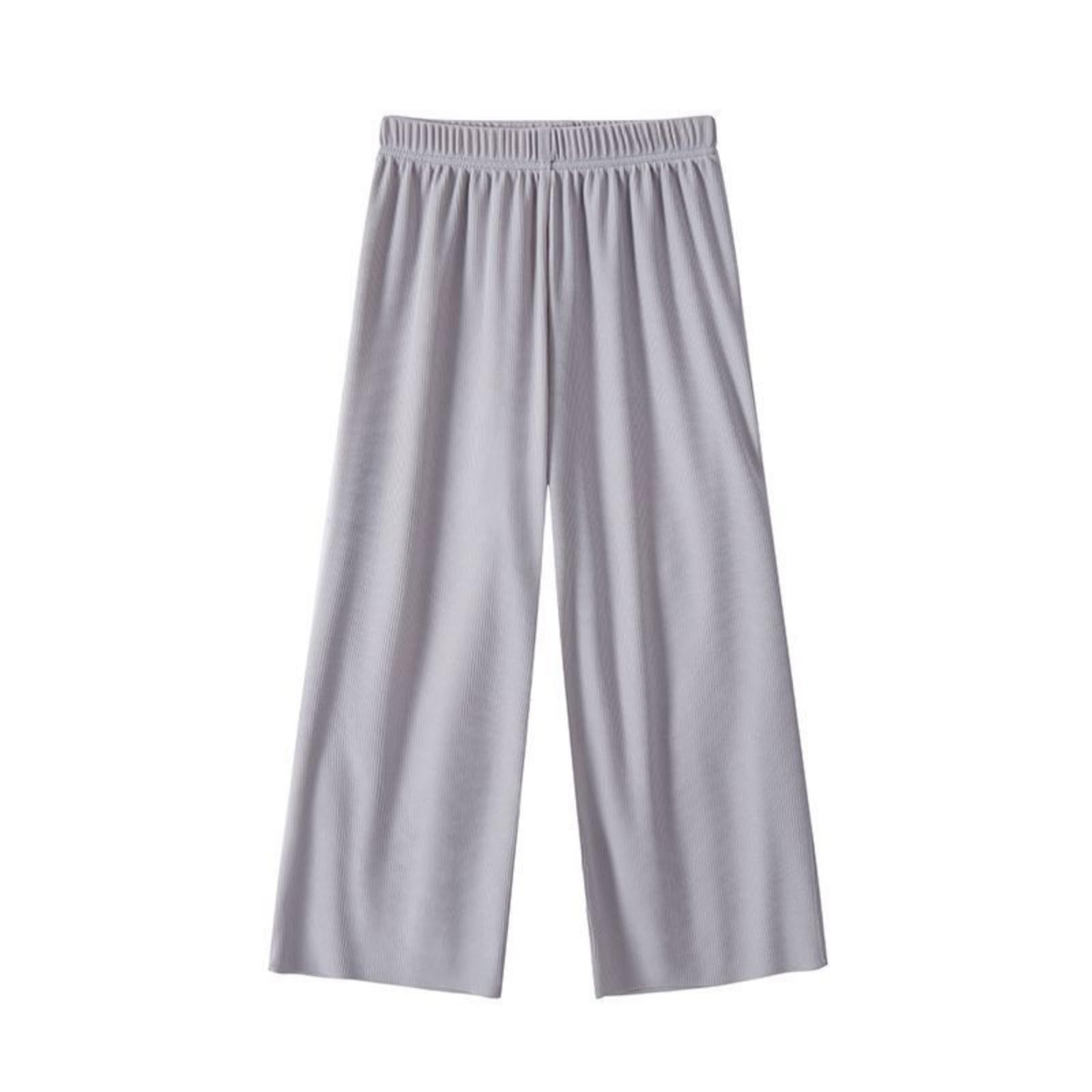 Girls Summer Lightweight Wide Leg Pants Pull On Athletic Pants Stretchy Soft Solid Color Causal (Grey, 18-24 Months)