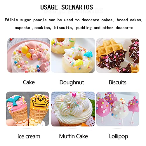 Image of Edible Silver Sugar Pearls Candy Sprinkles 120G / 4.23Ounce Baking Cake Sprinkles Cupcake and Cake Topper Cookie Decorations Wedding Party Valentines Halloween Christmas Supplies
