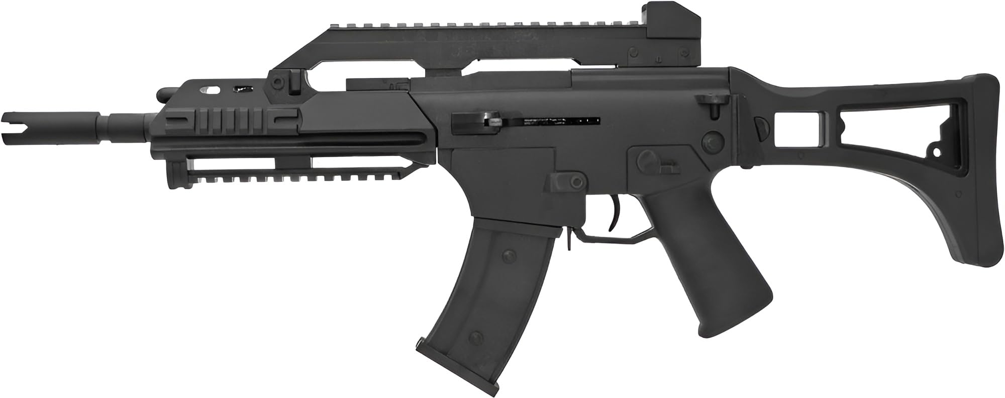 B.W. Softair Gun Airsoft Gewehr + Munition | PA-110 / Replika G36 - Schwarz Profi Voll ABS | 64 cm. Inkl. Magazin & unter 0,5 Joule (ab 14 Jahre)