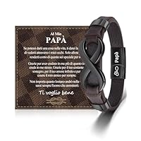 VU100 Regalo per Papà Bracciale per Papa Festa del Papa Festa del Papà Idee Ti Voglio Bene Bracciale in pelle da Uomo Regalo di Natale e di Compleanno per Lui