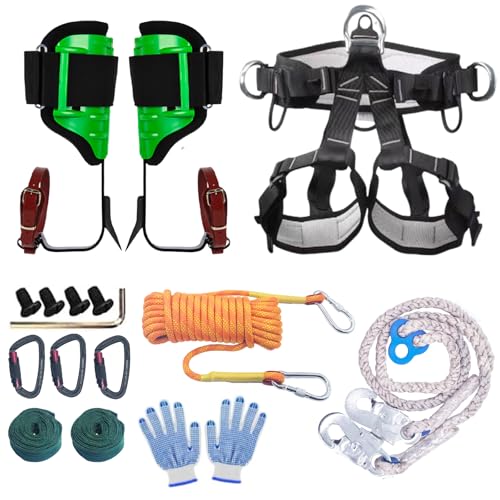 TraVisonyx Tree Climbing Gear Tree Climbing Spikeswith Adjustable Climbing Straps Arborist Equipment for Climbers Hunting Fruit Picking-Green