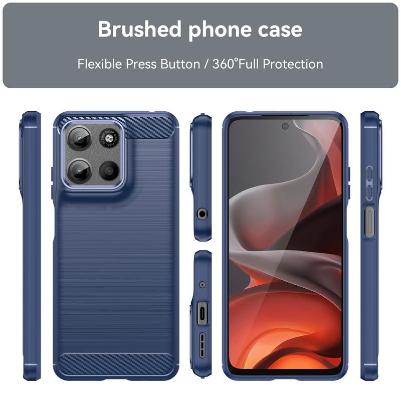 Image of Hybrid Carbon Fiber Back Case for Motorola Moto G15 (Blue)