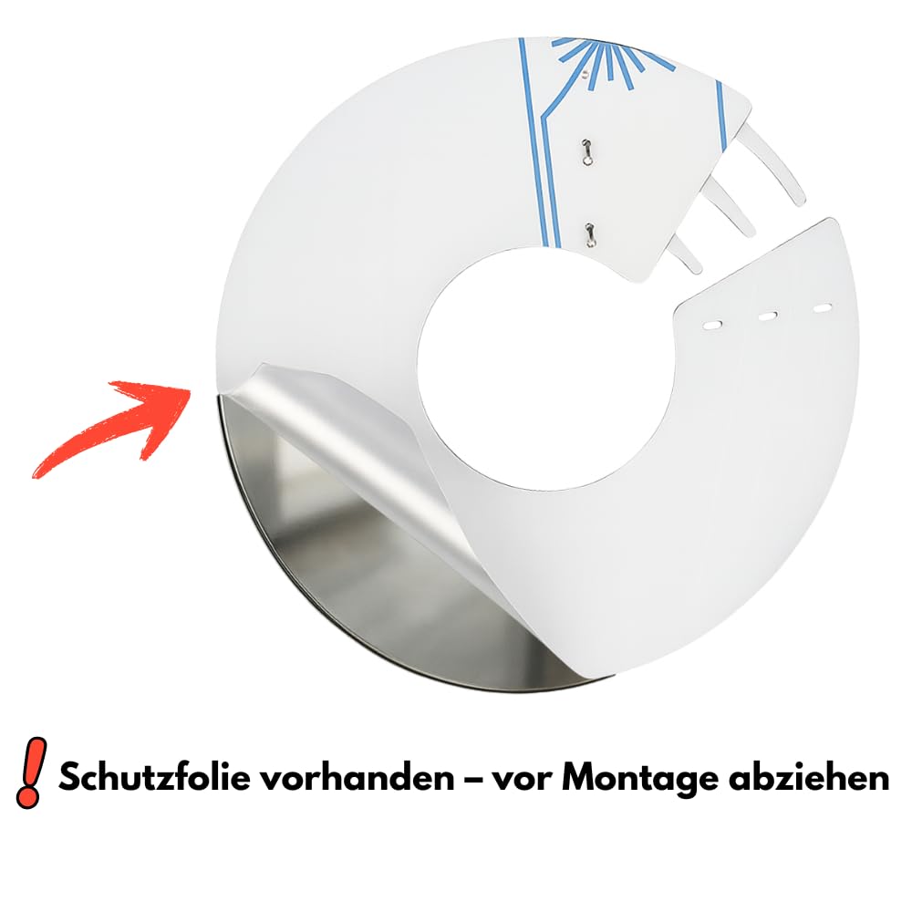 Wandrosette aus Edelstahl mit Schlitz | 150mm | Abdeckrosette für Kaminrohr/Rauchrohr - mit Schutzfolie