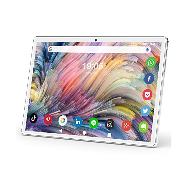 Tablet-101-Inch-Android-90-Pie-Tablet-PC-with-32GB-ROM128GB-Expand-Dual-Sim-Card-2MP-5MP-Camera-WiFi-Bluetooth-GPS-Quad-Core-IPS-HD-Display-Google-Certified-Tablet2020-Newest-Silver Tablet 10.1 Inch, Android 9.0 Pie Tablet PC with 32GB ROM/128GB Expand, Dual Sim Card 2MP+ 5MP Camera, WiFi, Bluetooth, GPS, Quad Core, IPS HD Display, Google Certified Tablet【2020 Newest Silver】