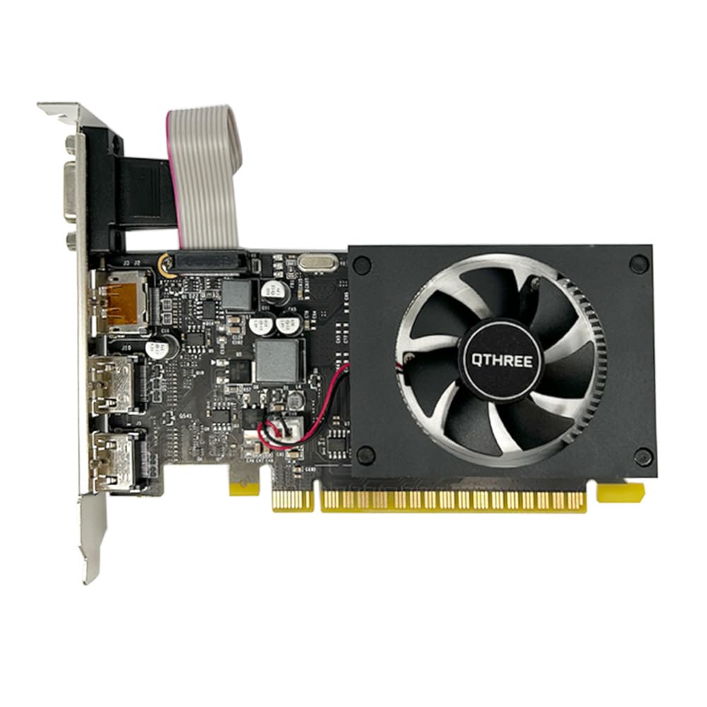 QTHREE GT 730 4G D3 Tarjeta Grafica, 2X HDMI, 1x DVI, 1x VGA, Tarjeta de Vídeo para PC, GPU, for Win 7, 8, 10, 11, DirectX 11, 12