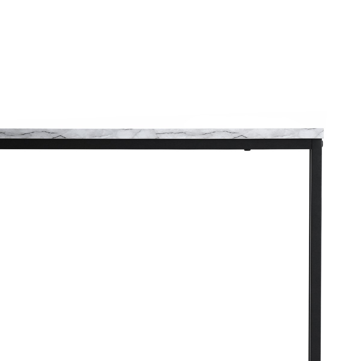 Tilly Lin Modern Accent Faux Marble Console Table, Black Metal Frame