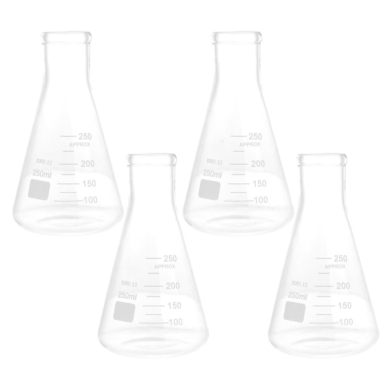 Conique Fiole en Verre 4pcs, Verrerie de Laboratoire Rentrée Scolaire