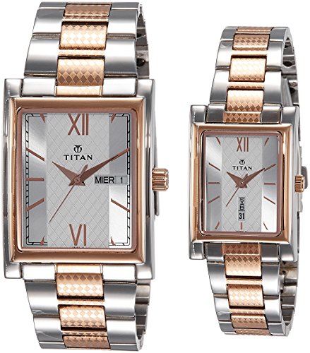 10 Best Titan Couple Watches in India: Amazing Collection 3 Titan Quartz Analog with Day and Date Silver Dial Stainless...