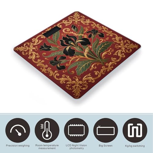 Báscula digital de baño floral vintage negra miniatura 3