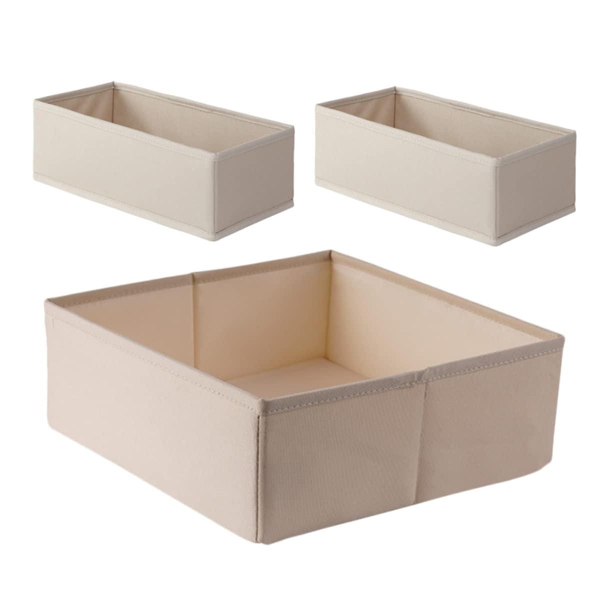 Contenitore per Biancheria in Stoffa 3 Pezzi Beige, Organizzatore