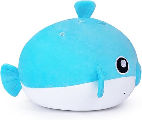 MIAOHAHA Lindo juguete de peluche de delfín de 11.8 pulgadas, muñeco de peluche de delfín para niños, almohada para abrazar, lindos peluches (azul