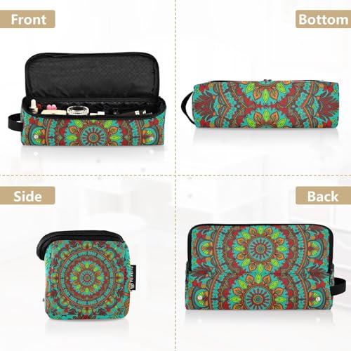 Bolsa de viaje para herramientas de cabello con almohadilla resistente al calor, bolsa portátil para planchas, rizadores y secadores, diseño boho floral mandala verde miniatura 5