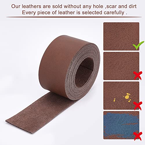GORGECRAFT Full Grain Leather Straps 2 Inches Wide 78 Inches Long Single Sided PU Leather Strip for DIY Crafts Projects Clothing Jewelry Wrapping Furniture Handles(Brown - Image 4