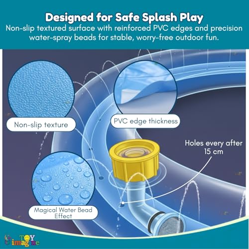 Image of Toy Imagine Outdoor Water Sprinkler Play Mat for Toddlers & Children | Splash Pad for Kids Spray Mat | BPA-Free Thick PVC Backyard Summer Fun Water Toy 100 Cm
