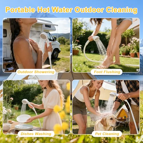 Calentador de Agua a Propano Portátil para Ducha de Camping, 40,900 BTU, Batería Recargable 4500mAh, Ducha sin Tanque para Exterior con Bomba, Calentador de Agua de Mesa para Camping y Vacaciones miniatura 6
