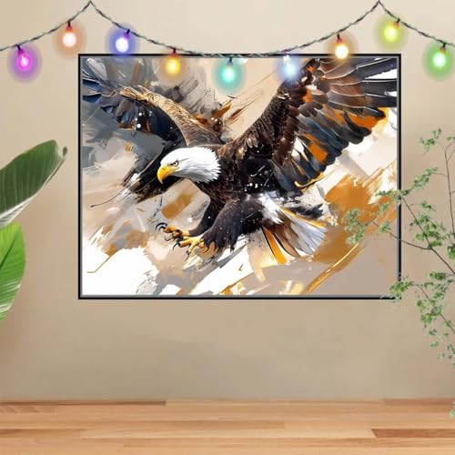 Diamond painting animal aigle pour salon | Activité manuelle adulte
