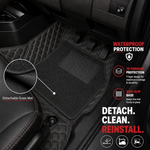 Image of 7D Car Floor Mat for Toyota Innova Crysta 7-Seat 2023-2026 | Black Beige
