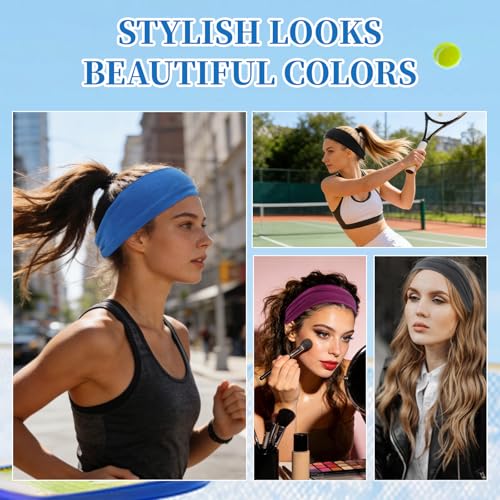 Image of YARIEW 6Pcs Headbands Paisley Bandanas Head Bands Sweat Band Hair Wrap Headwrap Fashion Boho Wide Thick Workout Yoga Elastic Headbands Mens Cooling Running Sports Headband Sweatbands for Women and Men
