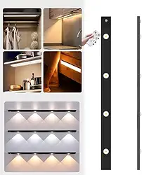 Luz led regulável de 3 cores, 60cm, recarregável por usb, sensor de corpo humano, adequado para cozinha, guarda-roupa, armário de vinho (Rebordo preto, modelo de olho de gato)