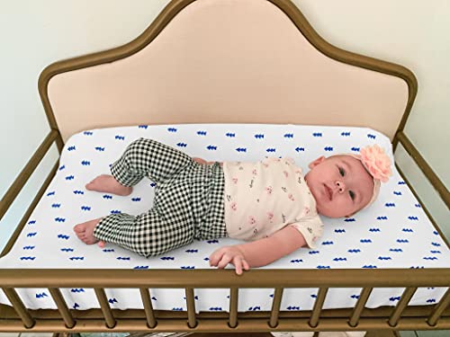 Changing Pad Cover – Premium Baby Changing Pad Covers 4 Pack – Boy Or Girl Changing Pad Cover – Pure Cotton Machine Washable Navy And White Changing Table Cover – Diaper Changing Pad Cover Sheets #TOP2