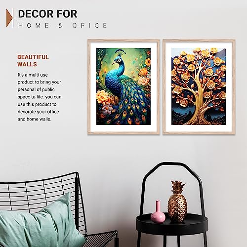 Image of kotart Decorative Wood Aesthetic Modern Art Wall Paintings With Frame For Living Room Bedroom Office Wall Decoration - Home Decor Frames Set of 2 (Art 4)
