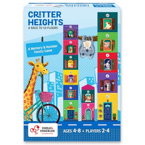 Chalk and Chuckles Critter Heights Memory Game – Build Your Building Challenge for Kids Ages 4-8