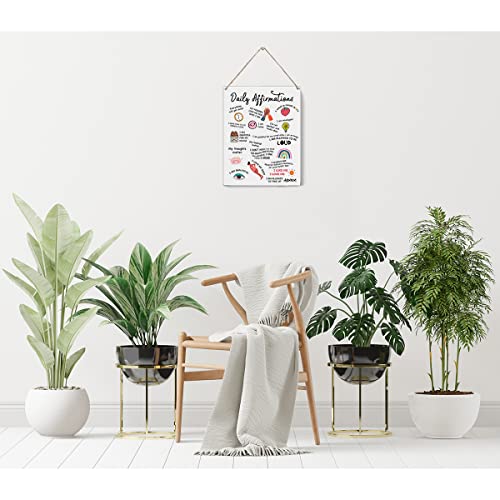 Image of Daily Affirmations Wood Sign Positive Wooden Signs Rustic Hanging Plaque Home Office Wall Art inch8 x 10 inch Sign Wall Decor