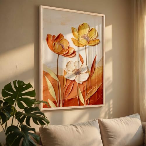 Image of kotart Aesthetic flower Art Home Decoration Painting | Floral Paintings With Frame For Living Room Bed Room Hotel Wall Decor Digital Reprint (13x17 inch)