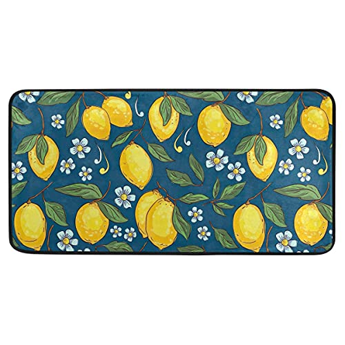 Chifigno Tropical Pattern Yellow Lemon Runner Rugs Non Shedding Stain Resistant Area Rug For Kitchen Floor/Bedroom/Living Room/Bathroom 39X20 Inch #TOP11