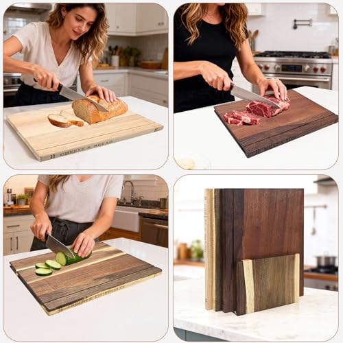 Set de 3 tablas de cortar de madera de acacia con soporte miniatura 6