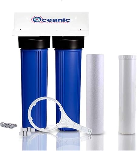 Sistema de filtro de agua de doble etapa con KDF  sedimento de 20 pulgadas + filtros GACKDF (KDF 55 + sedimento)