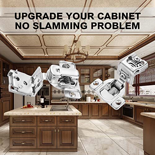 Vallecloud (4 Pack) 1-3/8 Inch Overlay Soft Close Cabinet Hinges, Kitchen Concealed Hinges For Face Frame Door, European Hinges With Brushed Nickel #TOP5