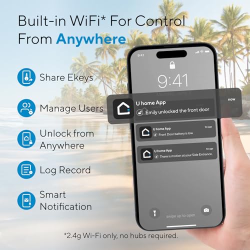 ULTRALOQ Bolt NFC Smart Deadbolt Lock for Front Door, Tap to Unlock with Apple Home Key and Android NFC Built-in Wi-Fi, App Control, Auto-Lock, Works with HomeKit, Alexa, Dual Battery, BHMA Certified thumbnail 4