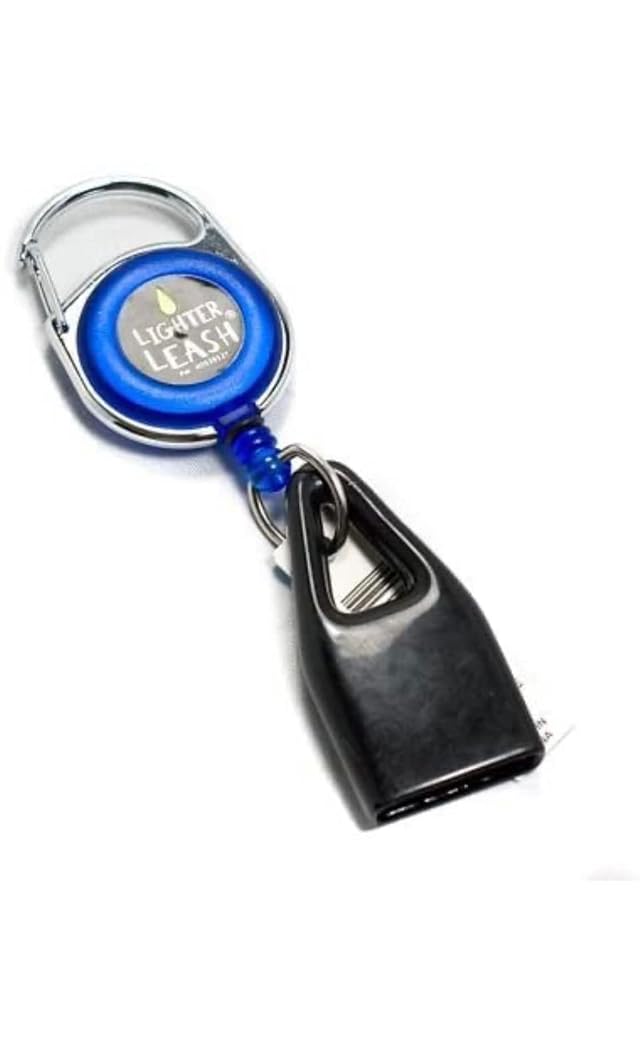 Premium Lighter Leash Retractable Keychain Clip Blue