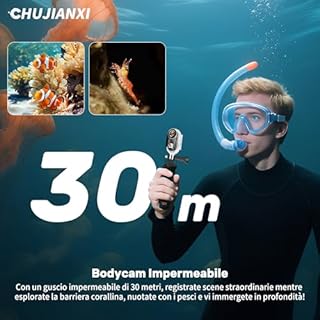 Chujianxi Mini Action Cam WiFi,Indossabile Body Cam 1080P,Thumb Bodycam Telecamera Casco,Fotocamera Subacquea Piccola,Controllo Delle APP, Videocamera da Pollice e Accessori Fotocamera(Nero)