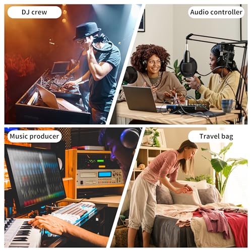 Image of Rabjen DJ Backpack for Club Gigs, DJ Mixer Case Compatible with Pioneer DJ DDJ-REV1, DJ Controller, Novation Launchkey 37 Key Keyboard and More Equipment