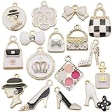 Sailanzi 32pcs Assorted Mini Enamel Gold Plated Women's Makeup Lip Lipstick Charms Fashion Style Lipstick Perfume Pendant for DIY Necklace Bracelet Earring Crafting Jewelry Making (SN200-2set)