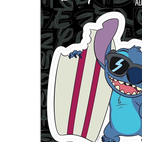 Image of Disney Lilo and Stitch Surfboard Adhesive Vinyl Decal - Playful Stitch Sticker for Car - Great Gift Idea