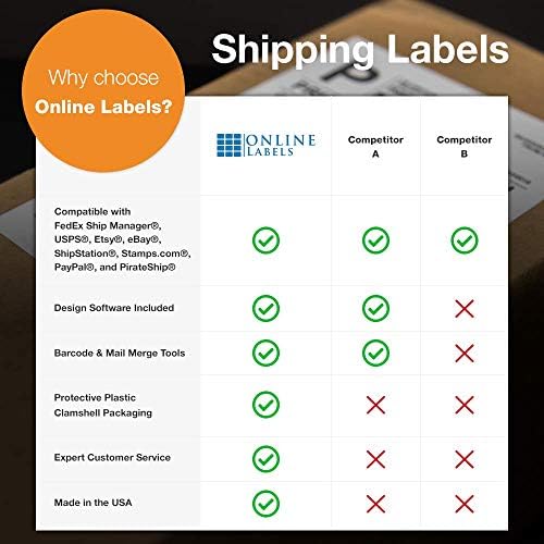 PayPal 7.375 x 4.5 Shipping Labels - Pack of 200 Labels, 100 Sheets -  Inkjet/Laser Printer - Online Labels