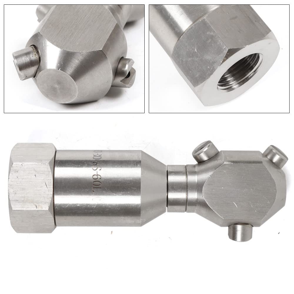 Ugello di lavaggio – Ugello di pulizia rotativo continuo – 1/2" Lavaggio serbatoio 3 ugelli per acqua rotante a 360° Pulizia ugelli puliti 5 bar (1/2")