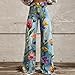Sinzelimin Women's Wide Leg Pants Fashion Boho Style Faux Denim Print Button Zipper Closure Casual Pocket Palazzo Sweatpant Multicolor XX-Large