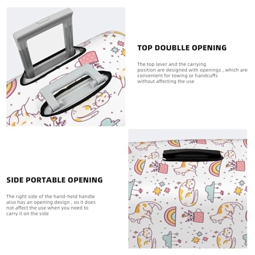 Travel Luggage Cover Luggage Protector Suitcase Cover Fits 18-32 Inch Suitcase Covers for Luggage,Kawaii Flower Cat Rainbow, 25-28in, LWY1784