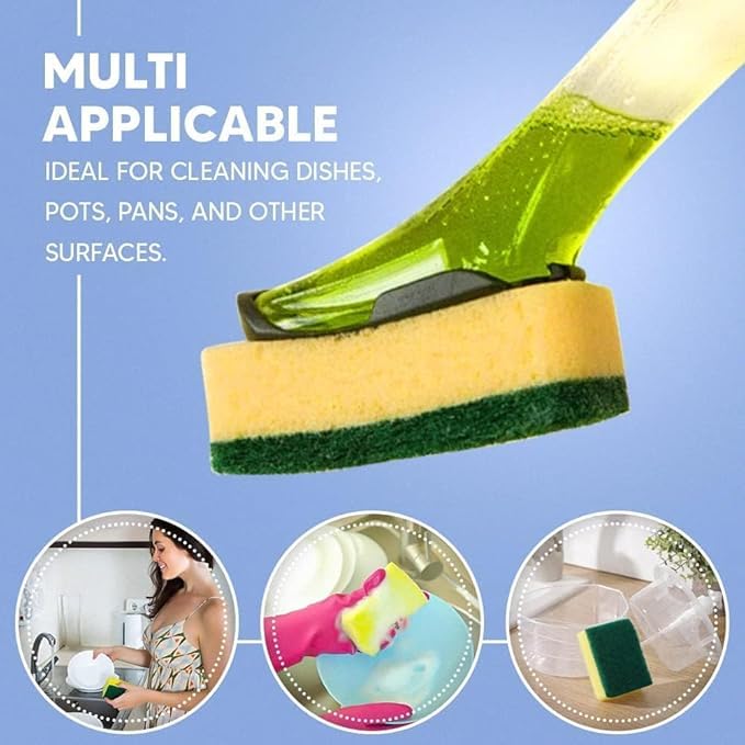 Elbow Grease Fillable Washing Up Brush with Sponge- Ergonomic design handle - with 3X Elbow Grease Sponge Refills - Image 4