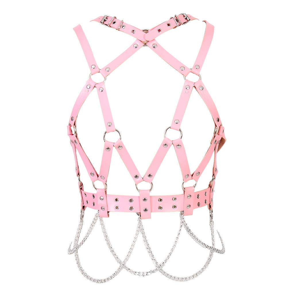 Frauen Vollleder Geschirr BodyChain Taille Strumpfgürtel Set Punk Festival Tanz Rave Kostüme
