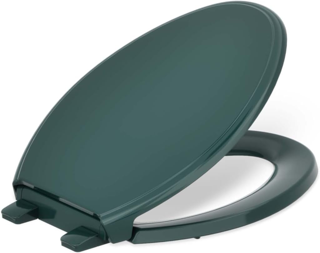 KOHLER 4733-RL-17 Glenbury ReadyLatch Quiet Close Elongated Toilet Seat, Soft Close Toilet Seats, Teal