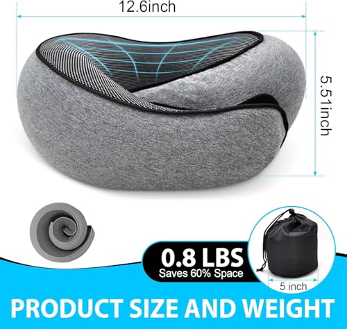 Travel Neck Pillow for Airplanes – 100% Memory Foam, 360° Head Support, Breathable & Washable Cover, Compact for Travel, Car & Flights - Image 3