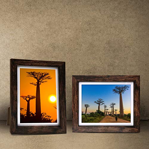 8x10 Picture Frames Rustic Brown with Mat Photo Frames 4 Packs for Tabletop or Wall