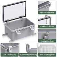 EYPINS Wasserdichter Verteilerkasten IP67, Anschlussdose Wasserdicht ABS Kunststoff Gehäuse außen Steckdosenkasten, Schaltkasten, Stromkasten mit Montagezubehör 30x20x16cm | Transparent Schaltschrank – Ansicht 4