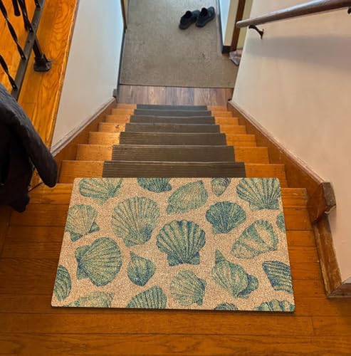 SPBL&L Beach Door Mat, Blue Coastal Seashell Welcome Doormat for Front Door Porch Entrance Indoor Outdoor Outside, Beach Welcome Mats, Coastal Ocean Bath Mat, 17x30 Inch - Image 5